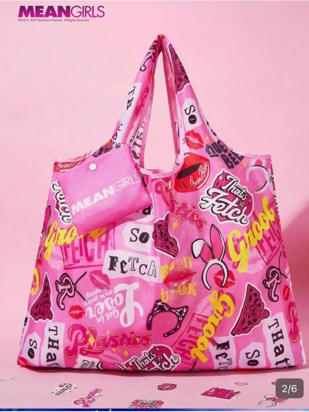 Mean Girls Pink Graphic Tote Bag for Kids